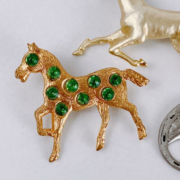 VTG Lot of 3 Horse Brooches and Sterling Charm Mid Century Equestrian Jewelry - Picture 3 of 11